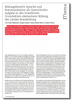 Bildungsbereich Sprache und Kommunikation als Querschnittsaufgabe in den Erweiterten Grundsätzen elementarer Bildung des Landes Brandenburg